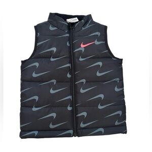 Nike Toddler Black Puffer Vest All Over Swoosh Print Unisex 3T